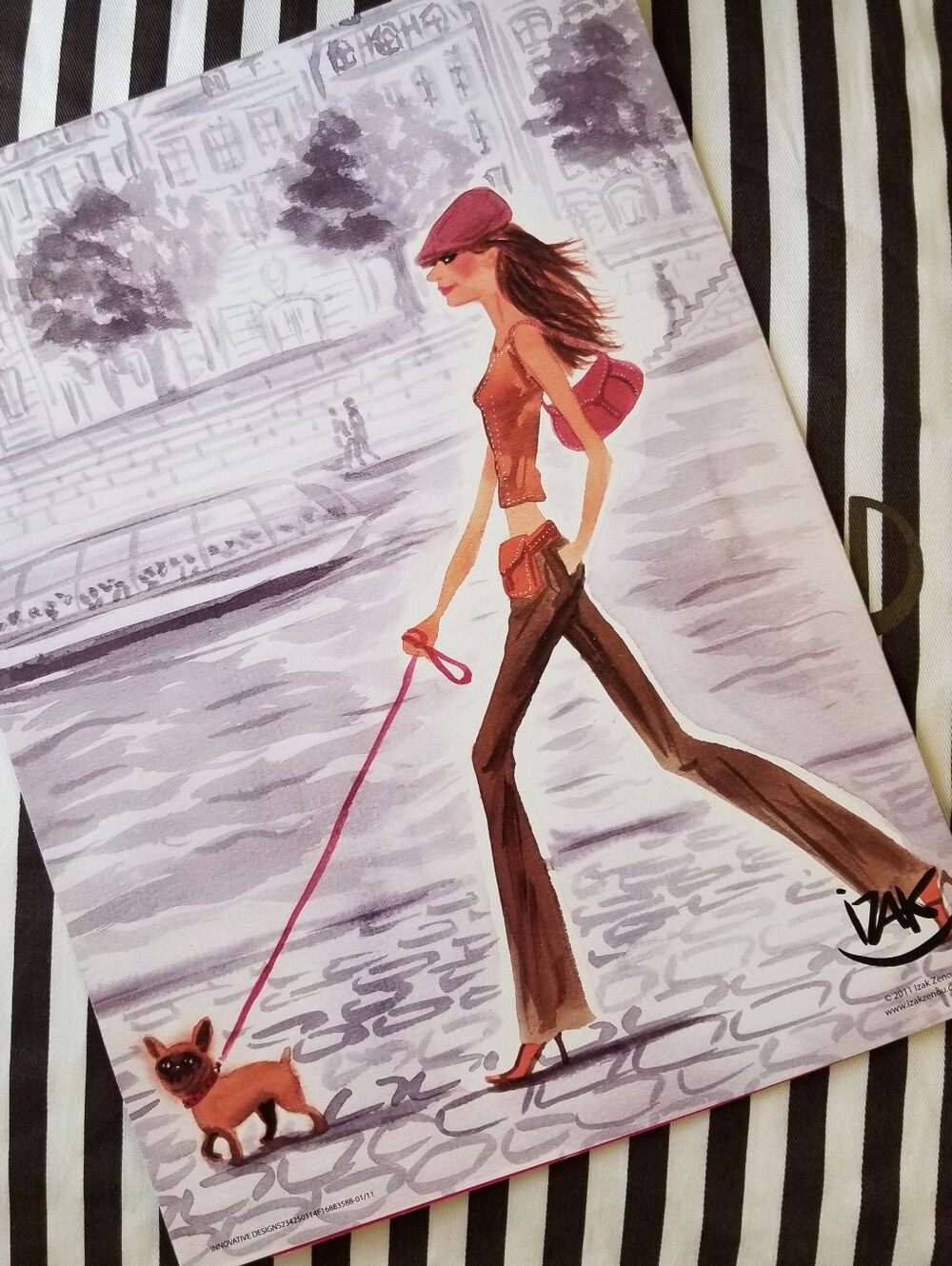 ❗Henri Bendel Illustrator Izak Zenou Dog Walking Girl File Folder❗